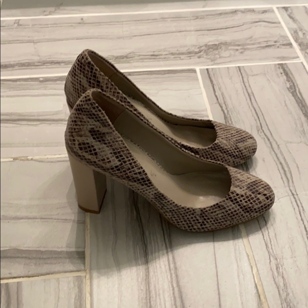 Banana Republic faux snakeskin block heels